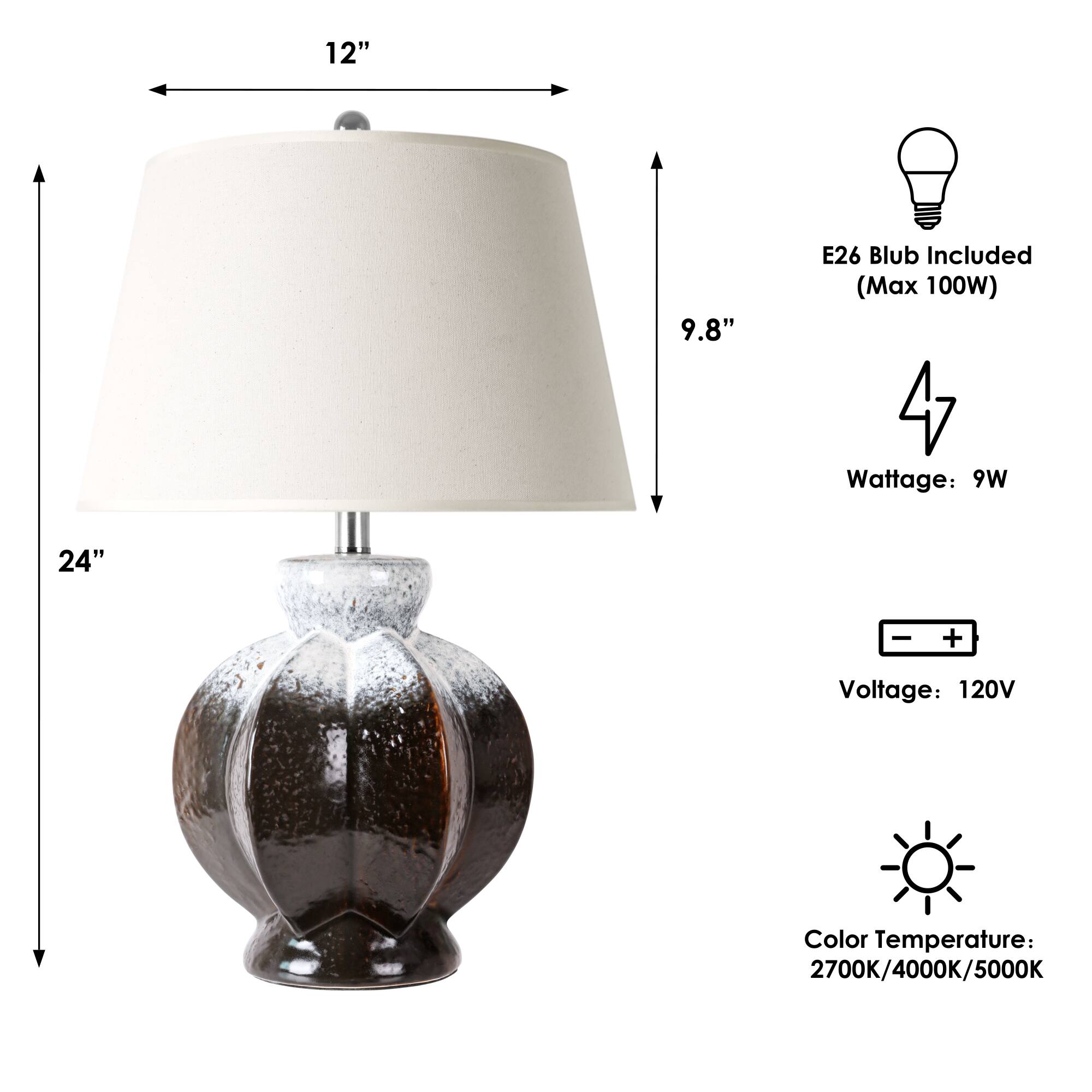 12"  
9.8"  
E26 Bulb Included (Max 100W)  
Wattage: 9W  
24"  
Voltage: 120V  
Color Temperature: 2700K/4000K/5000K