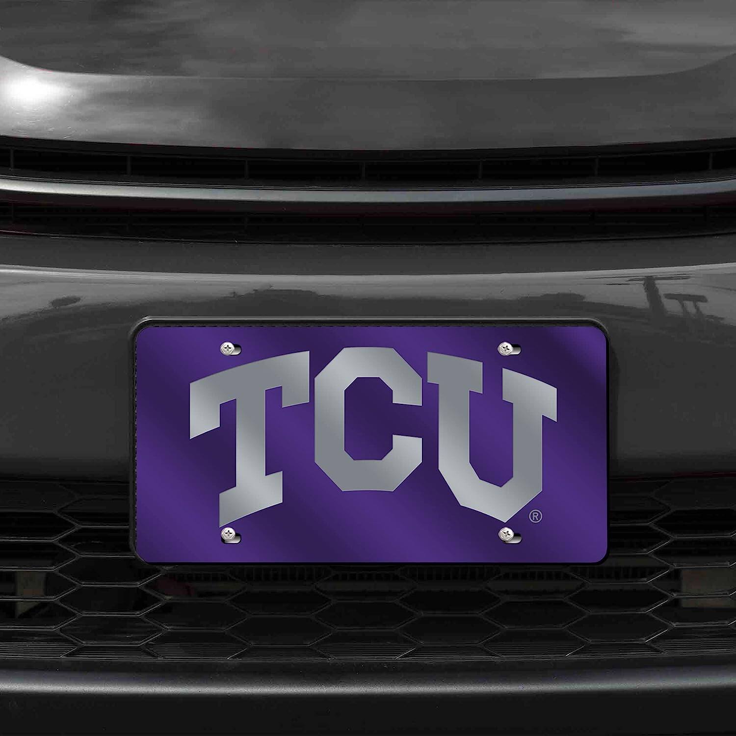 Alt View 1. Rico Industries - TCU Horned Frogs Purple Mirrored Laser Cut License Plate Laser Tag - Multi.
