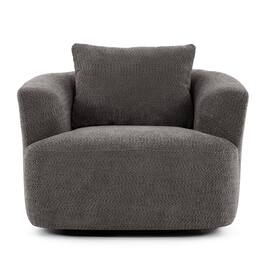 Boyel Living - 38.2 inch Accent Chair Sofa 360-Degree Swivel Chair Upholstered Swivel Barrel Sofa Chair with Throw Pillow in Gray - Gray