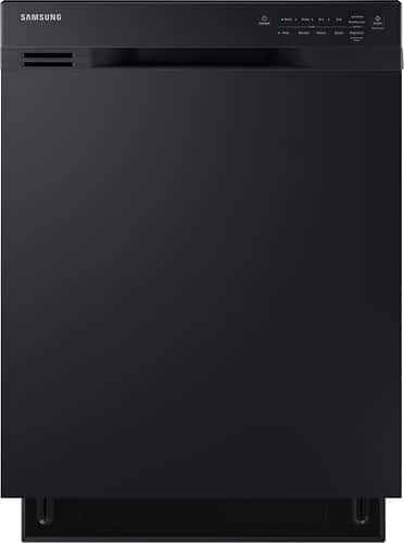 Samsung - 24" Front Control Built-In Dishwasher with Stainless Steel Tub - Black - Larger Front