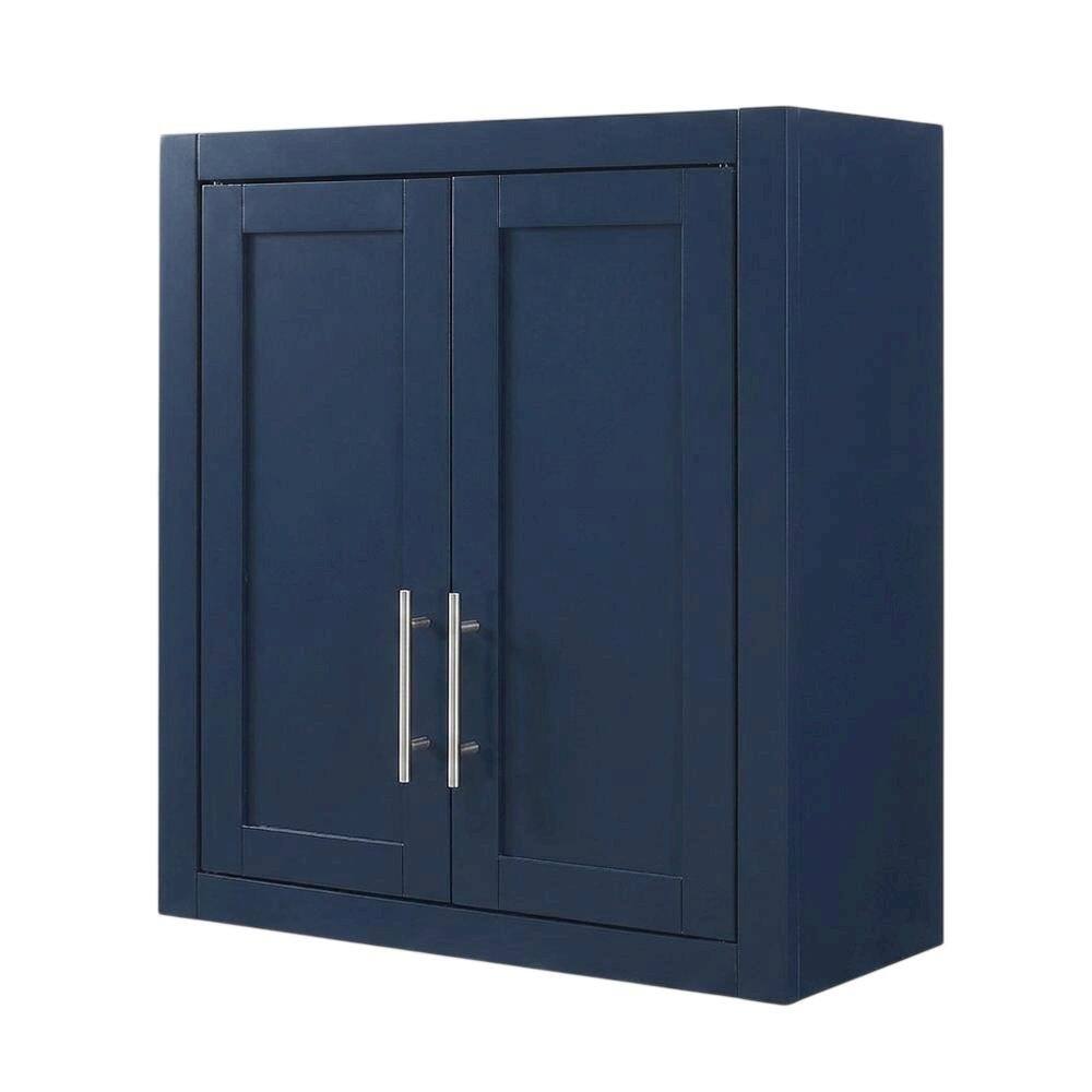 Back. FurniFact - Wall Storage Cabinet in Stylish Finish for Versatile Organization - Navy.