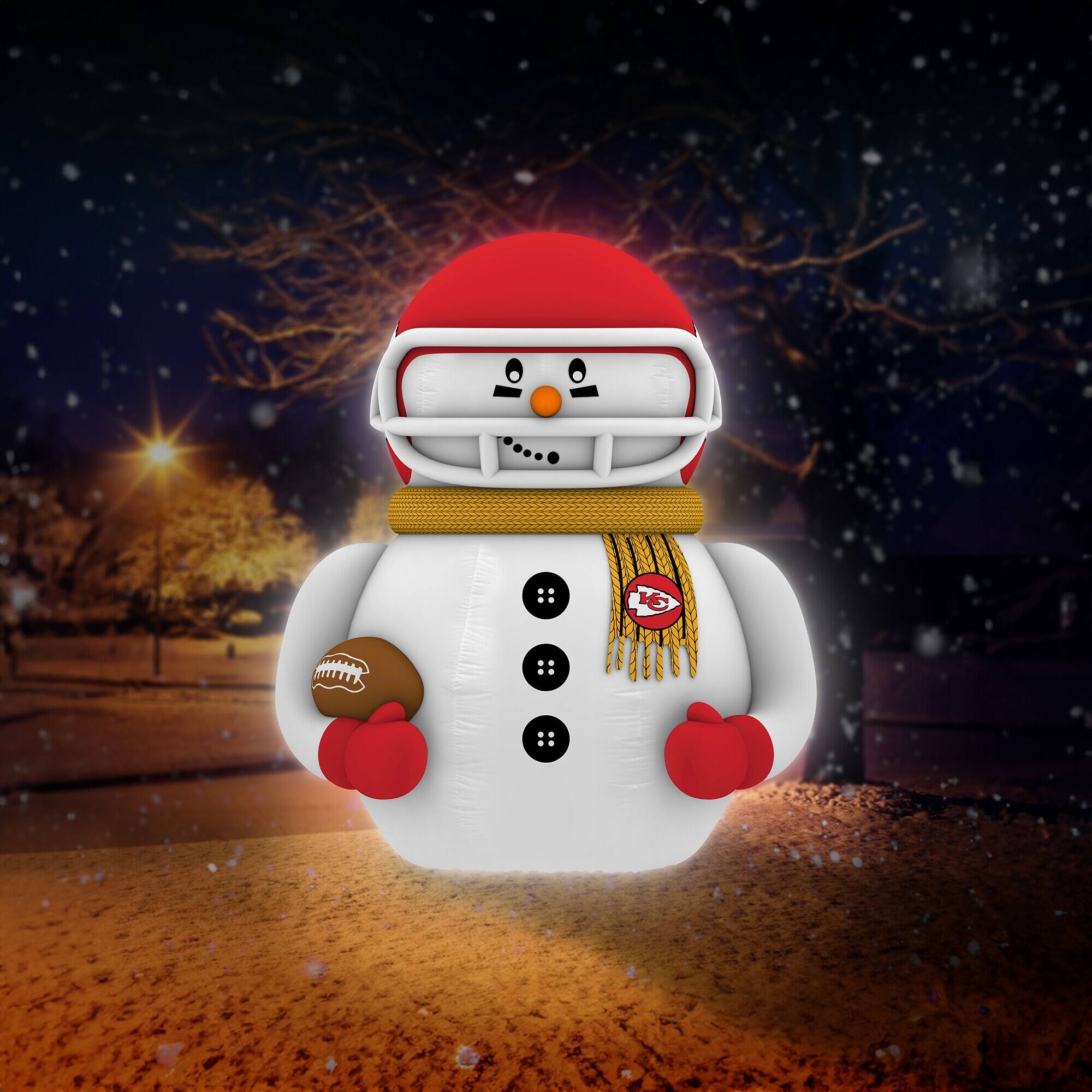Alt View 3. Sporticulture - Kansas City Chiefs 7' Inflatable Snowman Player - Red.