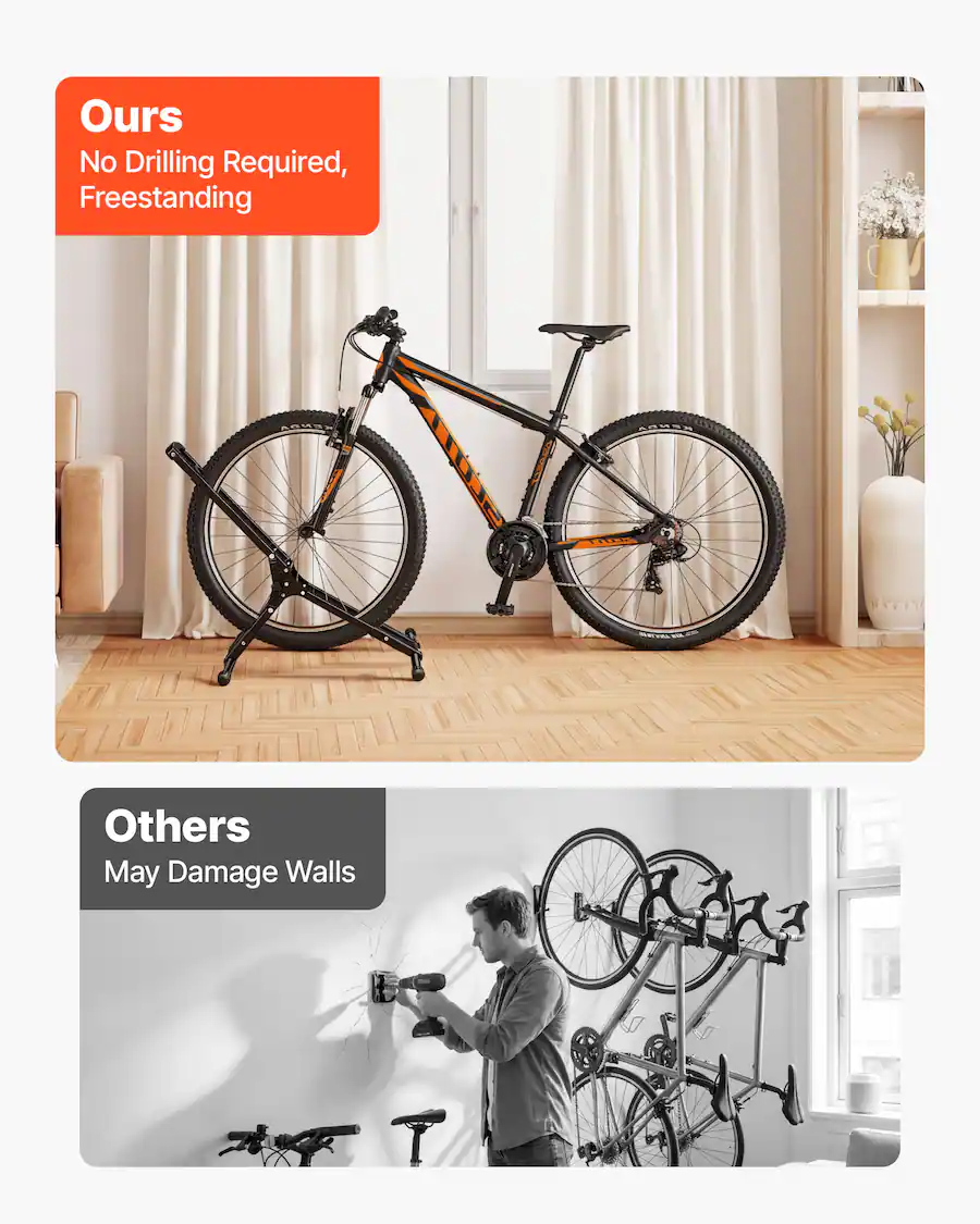 Cycling Rack Pack VEVOR Bike Stand 2 Pack, Foldable Freestanding Bike Storage Rack ...