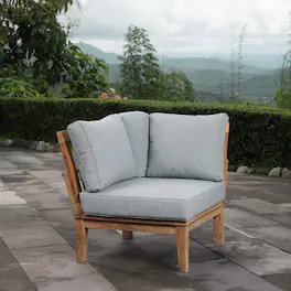Marina Outdoor Patio Teak Corner Sofa by Modway - Natural Gray