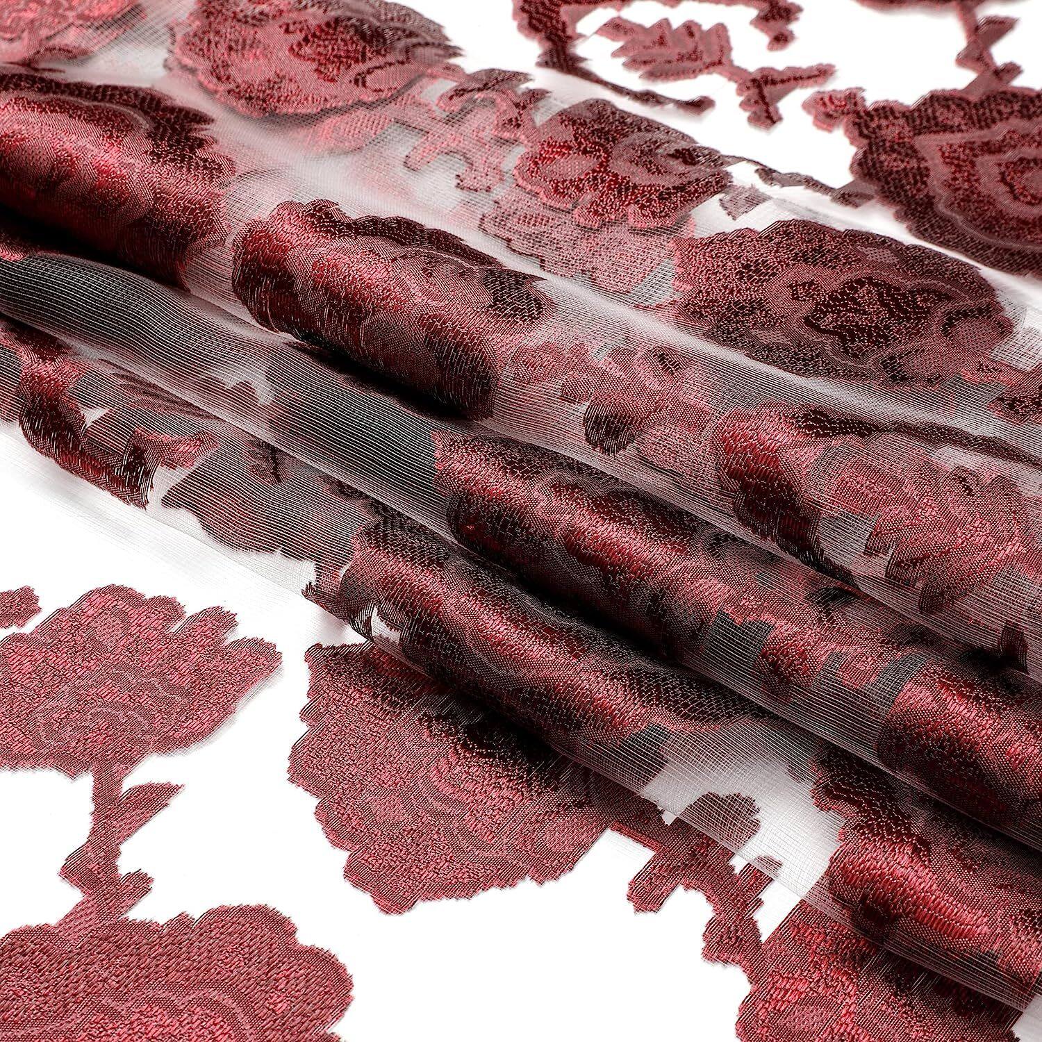 Alt View 2. Kate Aurora - Moroccan Accents by Kate Aurora 1 Piece Rod Pocket Clipped Elegant Sheer Curtain Panel - Burgundy - Burgundy.