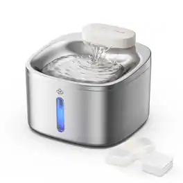 Oneisall - PW04 3.5L/118oz Wireless Automatic Pet Fountain Motion Sensor BPA Free Ultra Quiet 5-Layer Filtration - Stainless Steel
