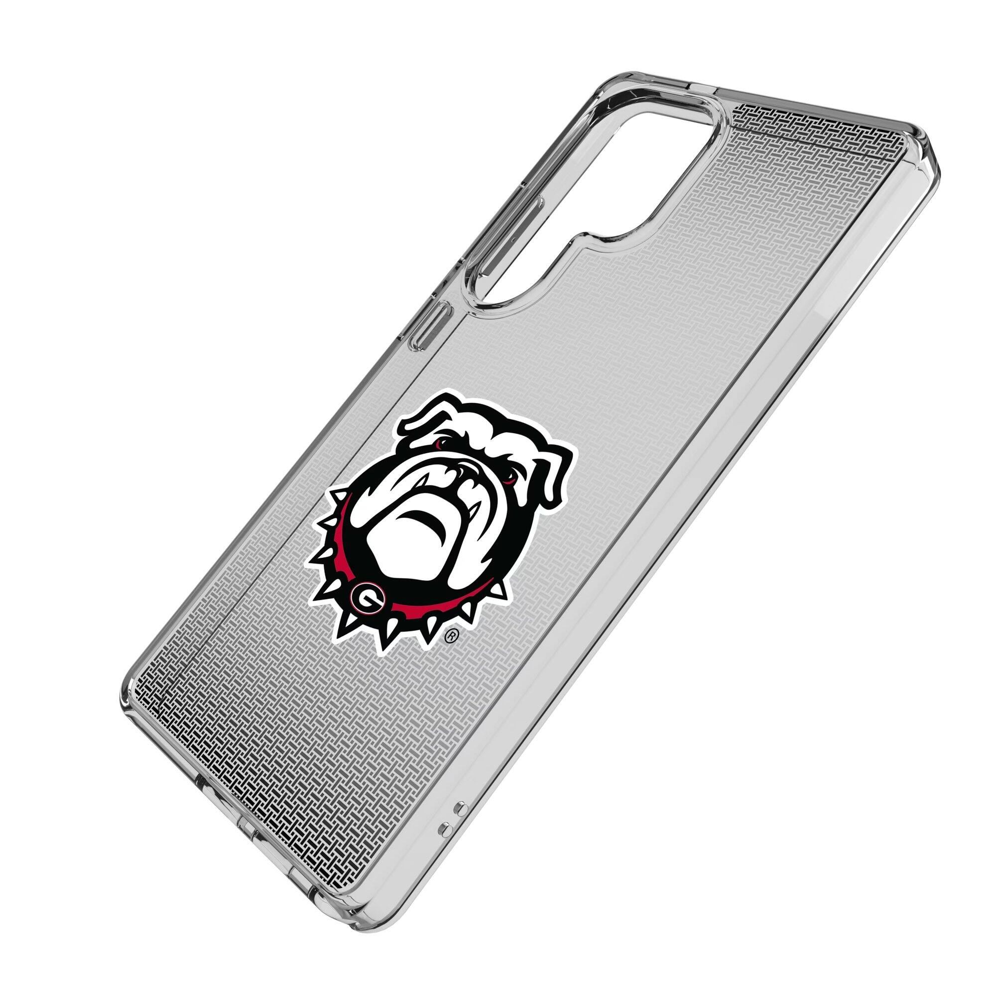 Alt View 1. Keyscaper - Georgia Bulldogs Linen Logo Galaxy Clear Case - S23 Ultra - Multicolor.