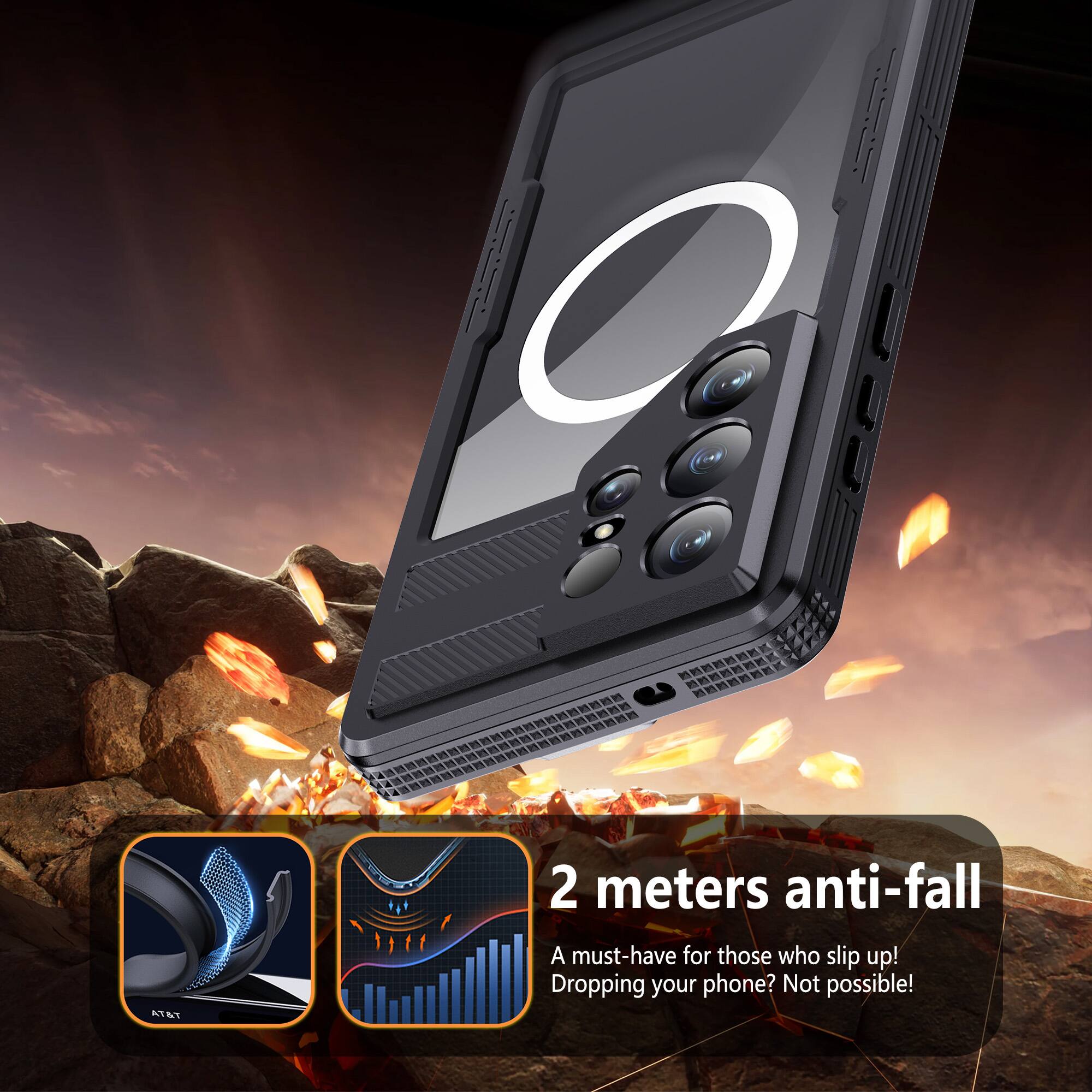 AT&T 2 meters anti-fall  
A must-have for those who slip up!  
Dropping your phone? Not possible!