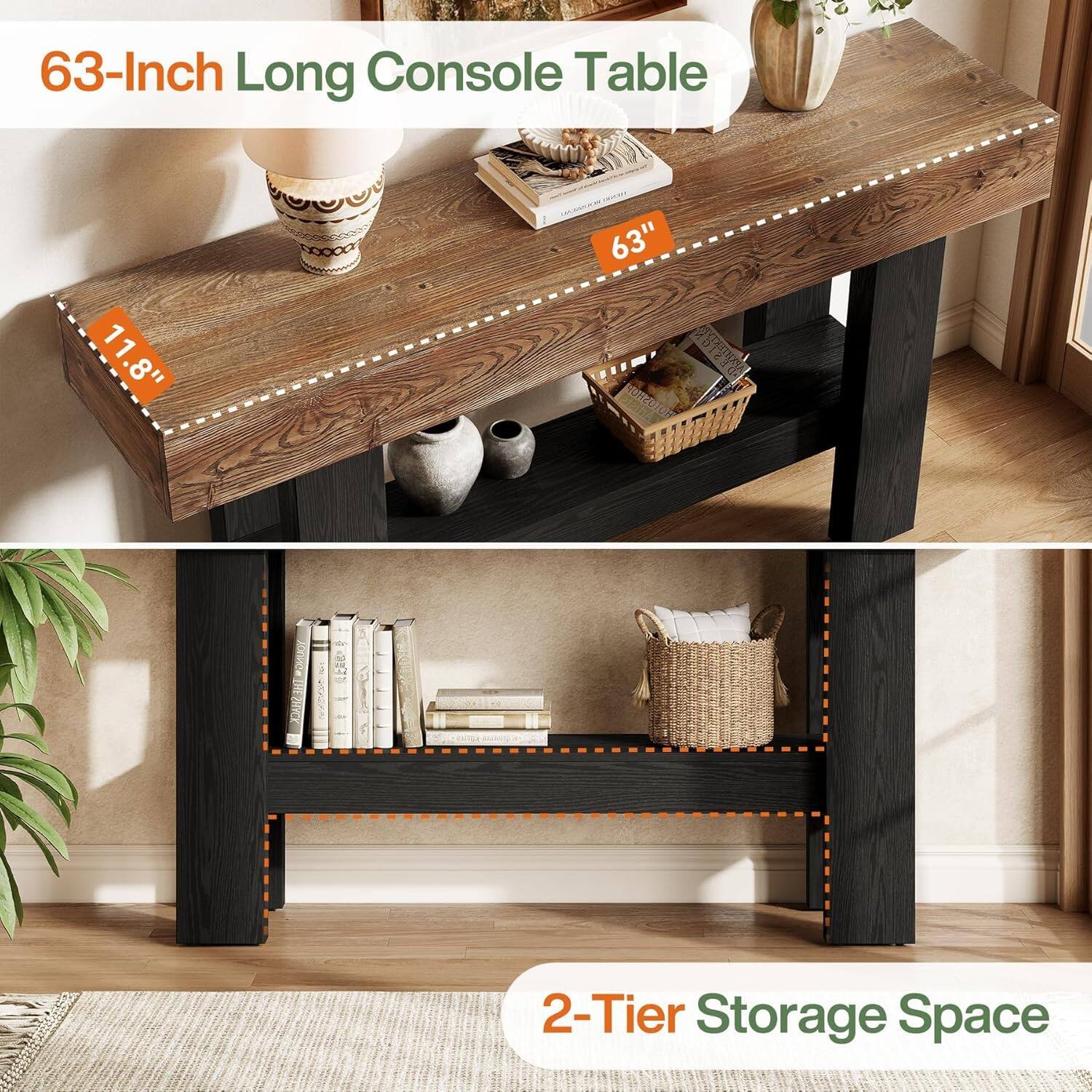 63-Inch Long Console Table

11.8"

63"

2-Tier Storage Space