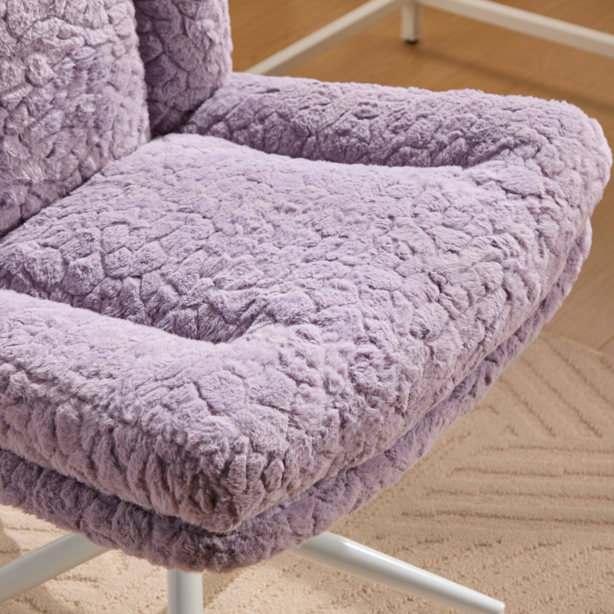 Alt View 9. GOODSILO - Extra Wide Plush Faux Fur Office Chair with Adjustable Height and 360-Degree Swivel for Home Workspace - Violet.