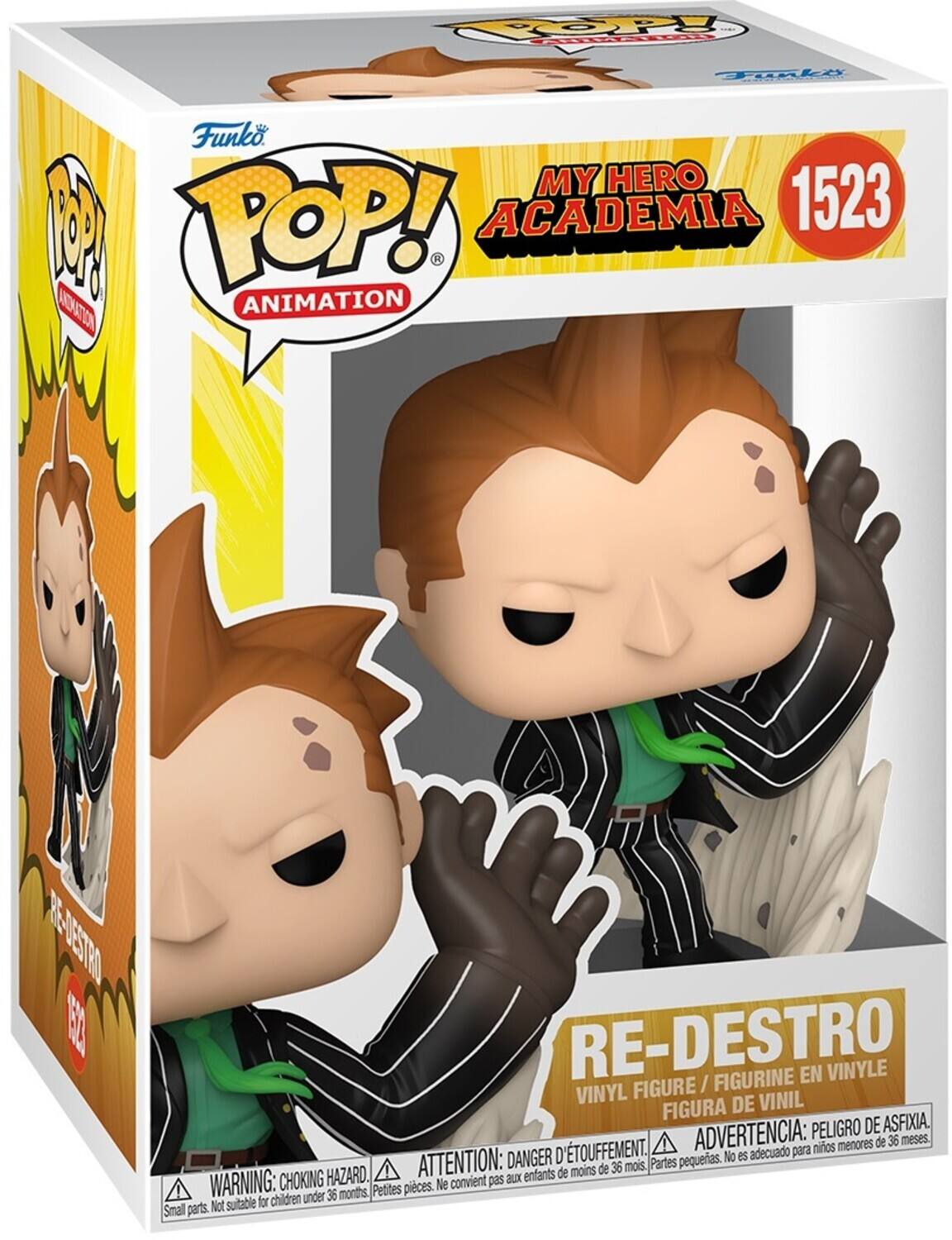 P Fol Tonli a Funko POP! ANIMATION MY HERO ACADEMIA 1523 RE-DESTRO FIGURINE EN VINYLE FIGURE / VINYL DE VINIL FIGURA PELIGRO DE ASFIXIA. D'TOUFFEMENT. ADVERTENCIA: para niños menores de 36 meses. DANGER D pequeas. No es acuña para niños menores de 36 meses. WARNING: CHOKING Petites pieces. Ne convient pas aux enfants de moins de 36 mois. Parts pequeñas. Not suitable for children under 36 months.