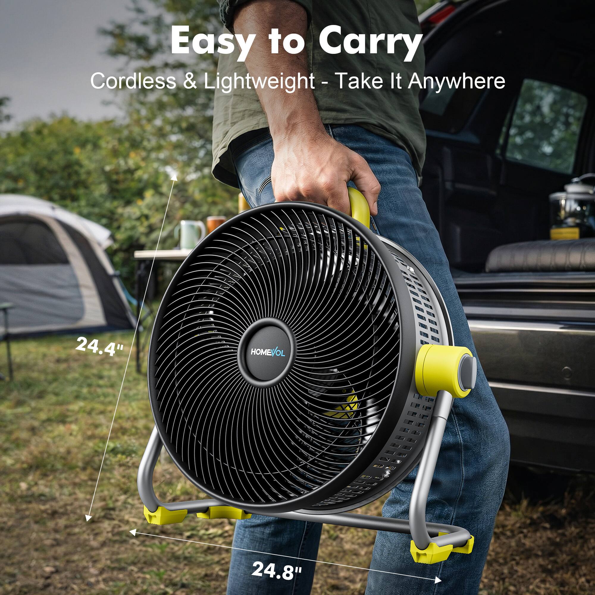 Easy to Carry  
Cordless & Lightweight - Take It Anywhere  
24.4"  
24.8"
