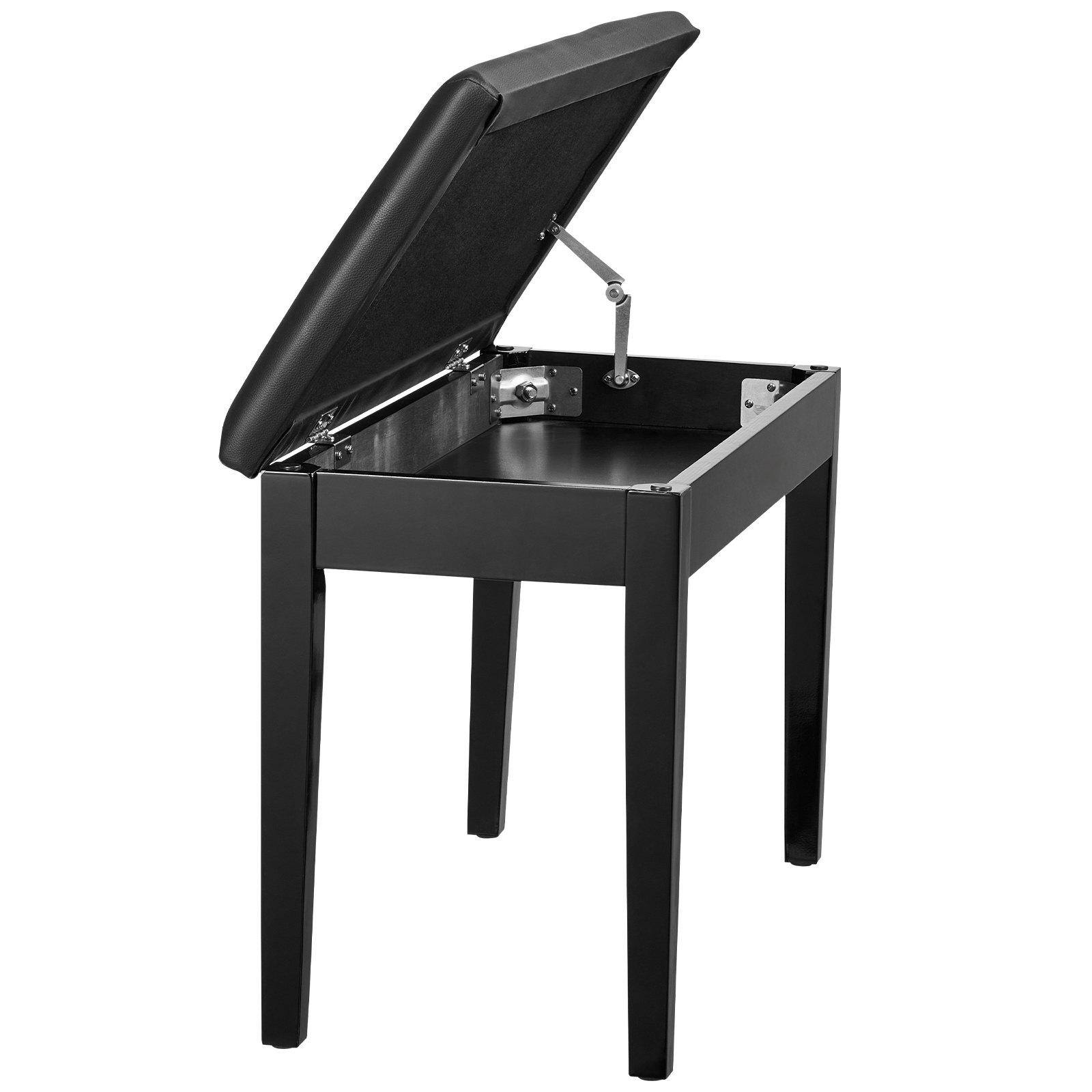 Alt View 9. Glintex - Piano Bench Duet Keyboard Stool with Padded Cushion Storage Compartment for Music Books and Living Room - Black.