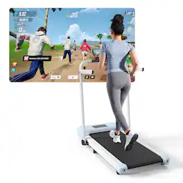 Superun - Handle Walking Pad Treadmill 5% Incline Under Desk Treadmill for Home Office with LED Display Remote APP - Blue