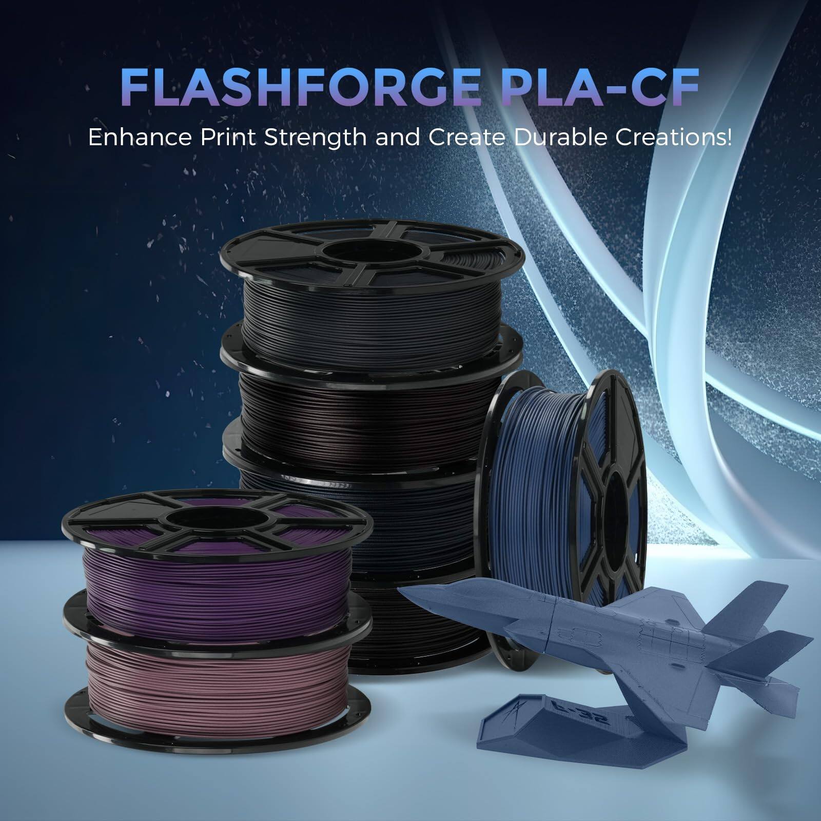 FLASHFORGE PLA-CF  
Enhance Print Strength and Create Durable Creations!