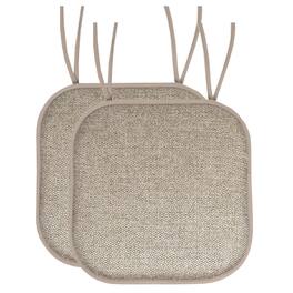 Sweet Home Collection - Cameron Memory Foam No Slip Back 16" x 16" Chair Pad Cushion with Ties, 2-Pack - Beige/Taupe