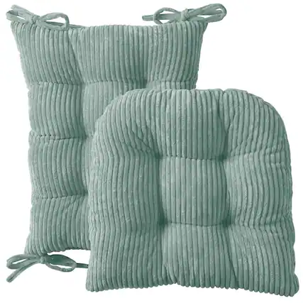 Front. Sweet Home Collection - Velvet Rocking Chair Cushion 2 Piece Tufted Non Slip Set of Upper and Lower Cushions - Mint.