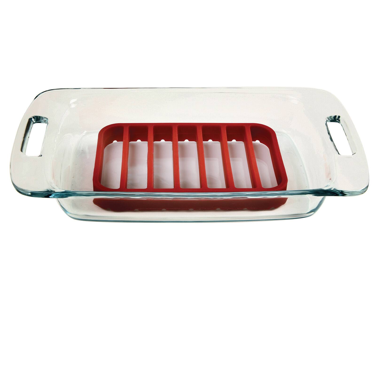 Alt View 1. Norpro - Rectangle Silicone Roast Rack – 9 x 6 Inch, Red, Heat-Resistant - Red.