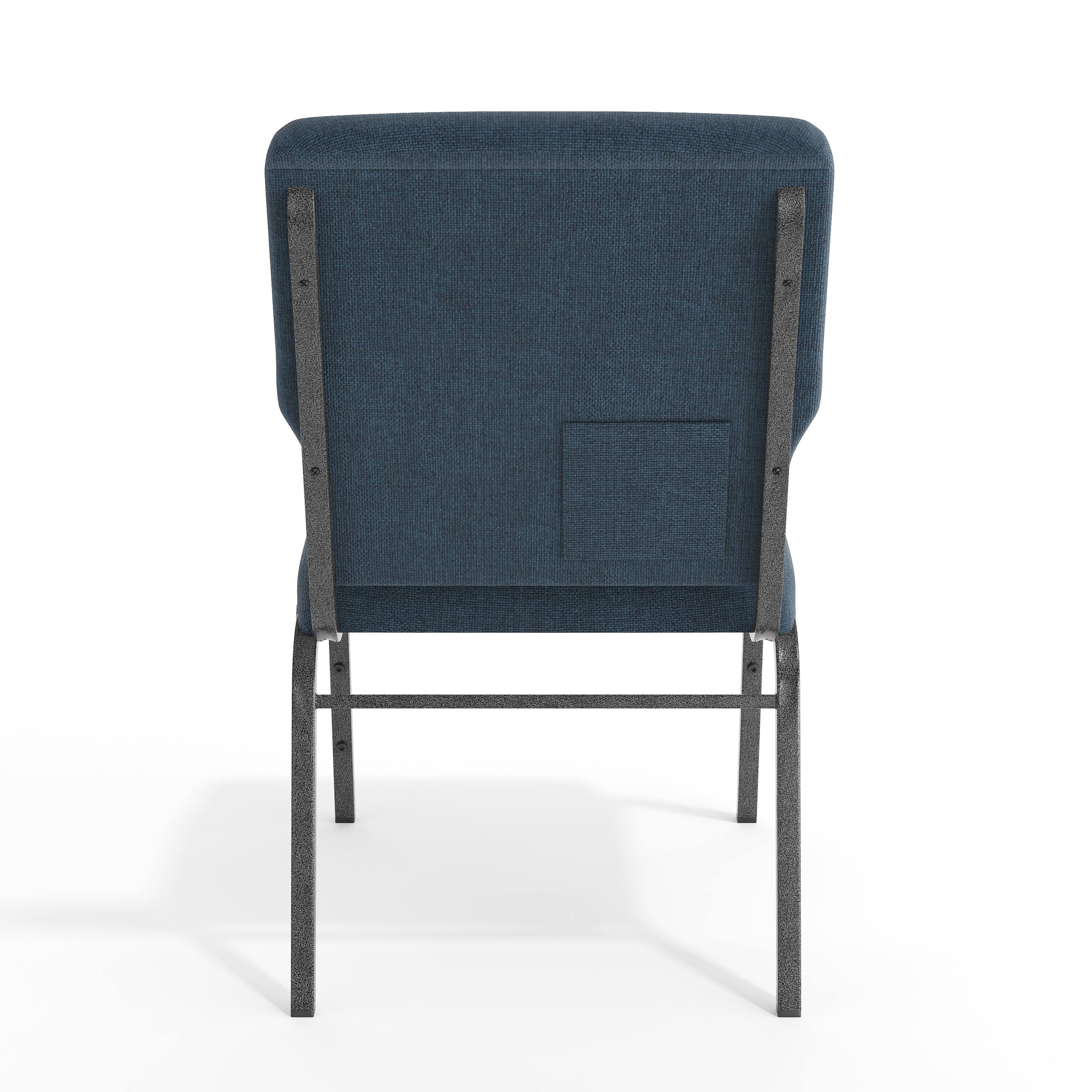 Alt View 7. Emma + Oliver - 20.5 in. Molded Foam Church Chair - Navy Fabric/Silver Vein Frame.