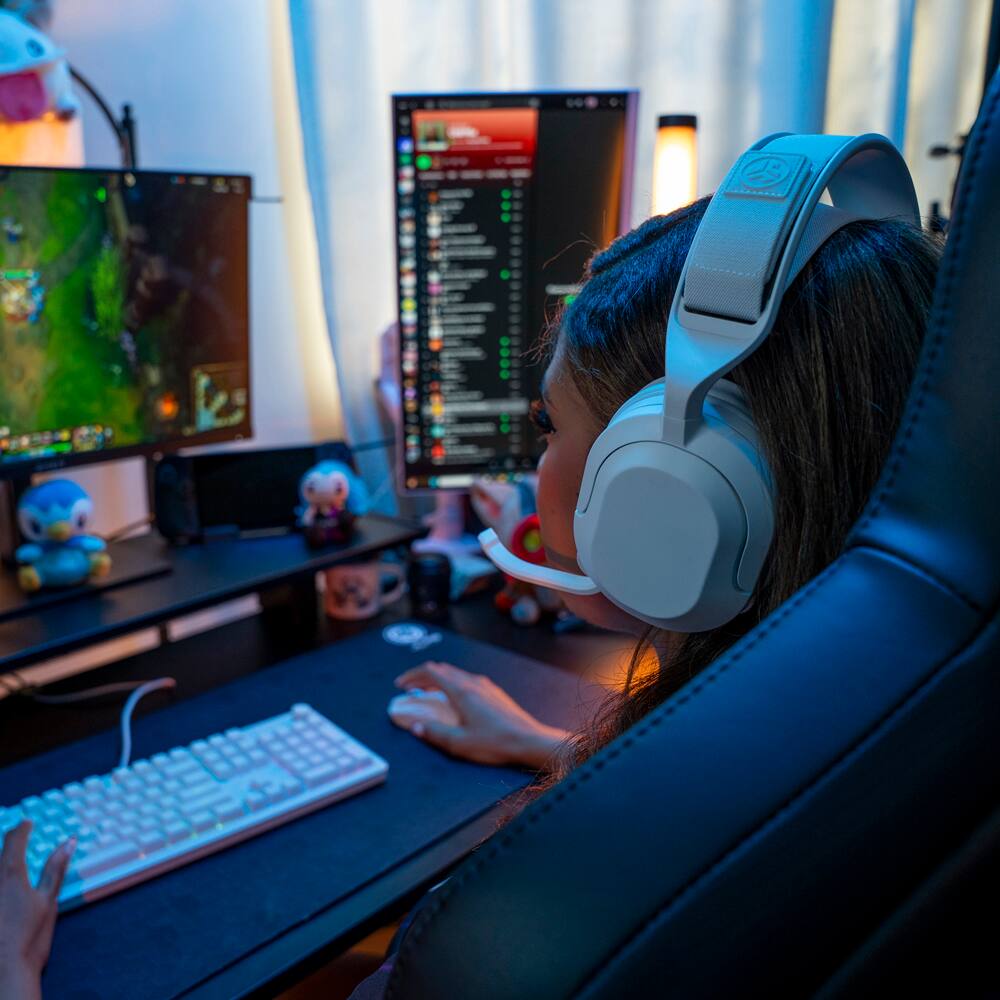 Alt View 2. JLab - Nightfall Wireless Over-Ear Gaming Headset - White.