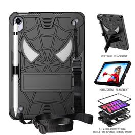 UUCOVER - Kids Case for iPad mini (A17 Pro) 8.3-inch 2024/iPad mini 6th Gen Shockproof Silicone+PC Stand Cover with Shoulder Strap - Black