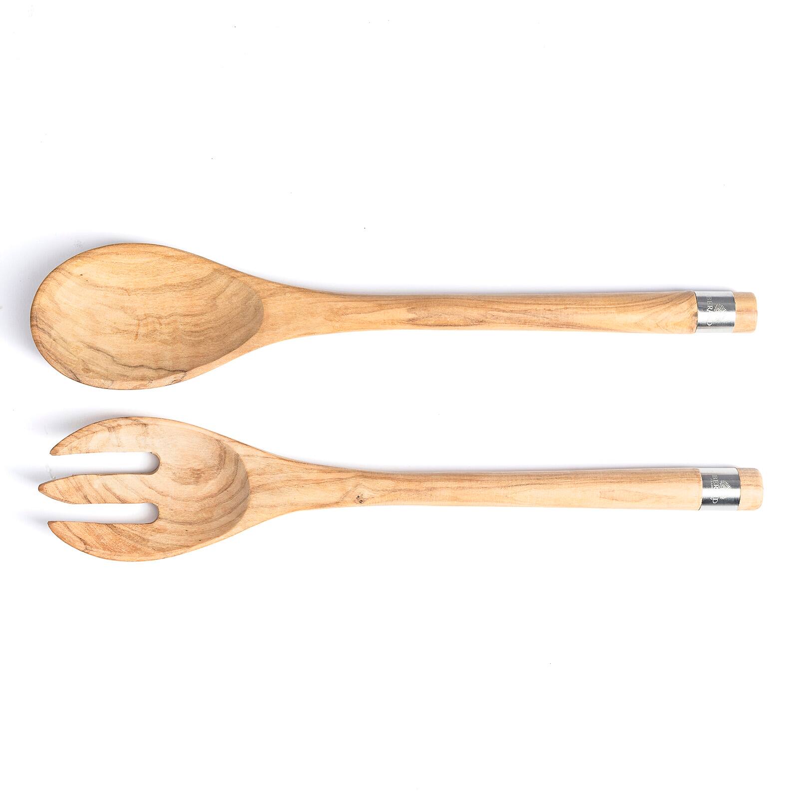 Alt View 2. Berard - France Olive Wood Handcrafted 2 Piece Salad Server Set - Brown.