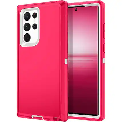 Front. Entronix - Entronix Case for Galaxy S22 Ultra - Triple-Layer Heavy Duty Protection - Pink.