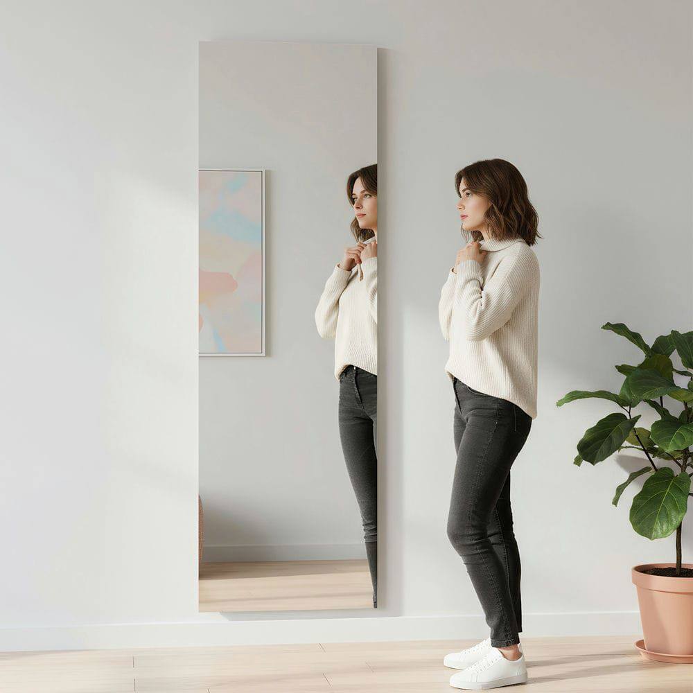 Alt View 4. Kadyn - 67x20 Inch Tall Frameless Vertical LED Mirror for Full-Length View - Black.