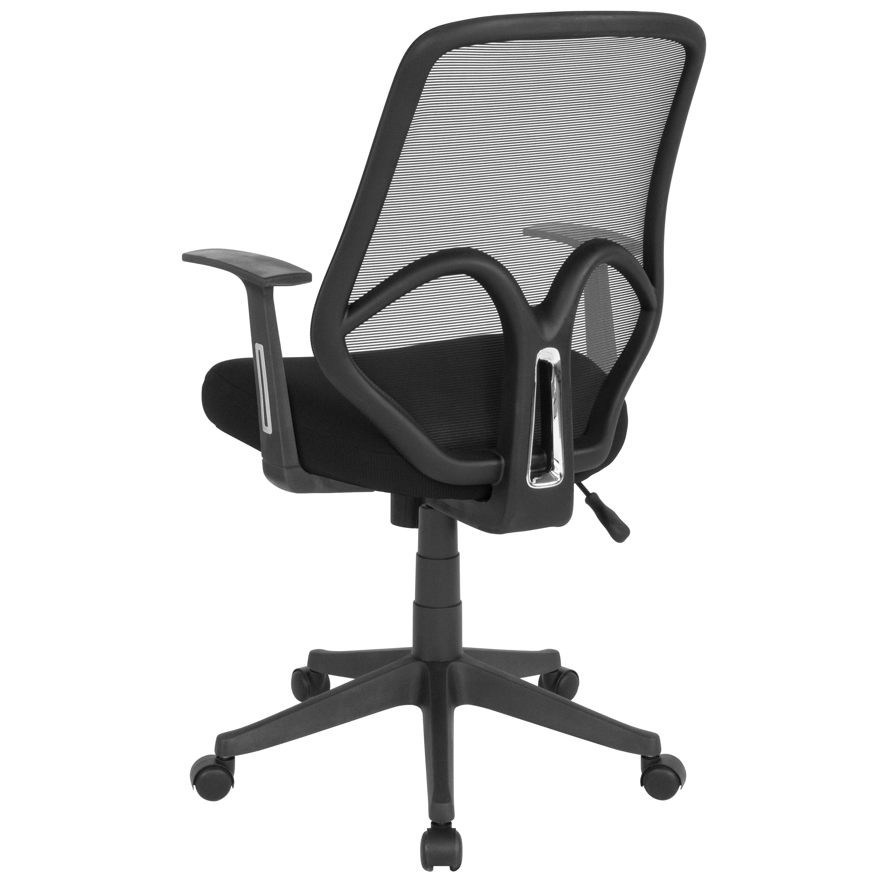 Alt View 3. Emma + Oliver - High Back Flexible Mesh Office Chair with Arms - Black.