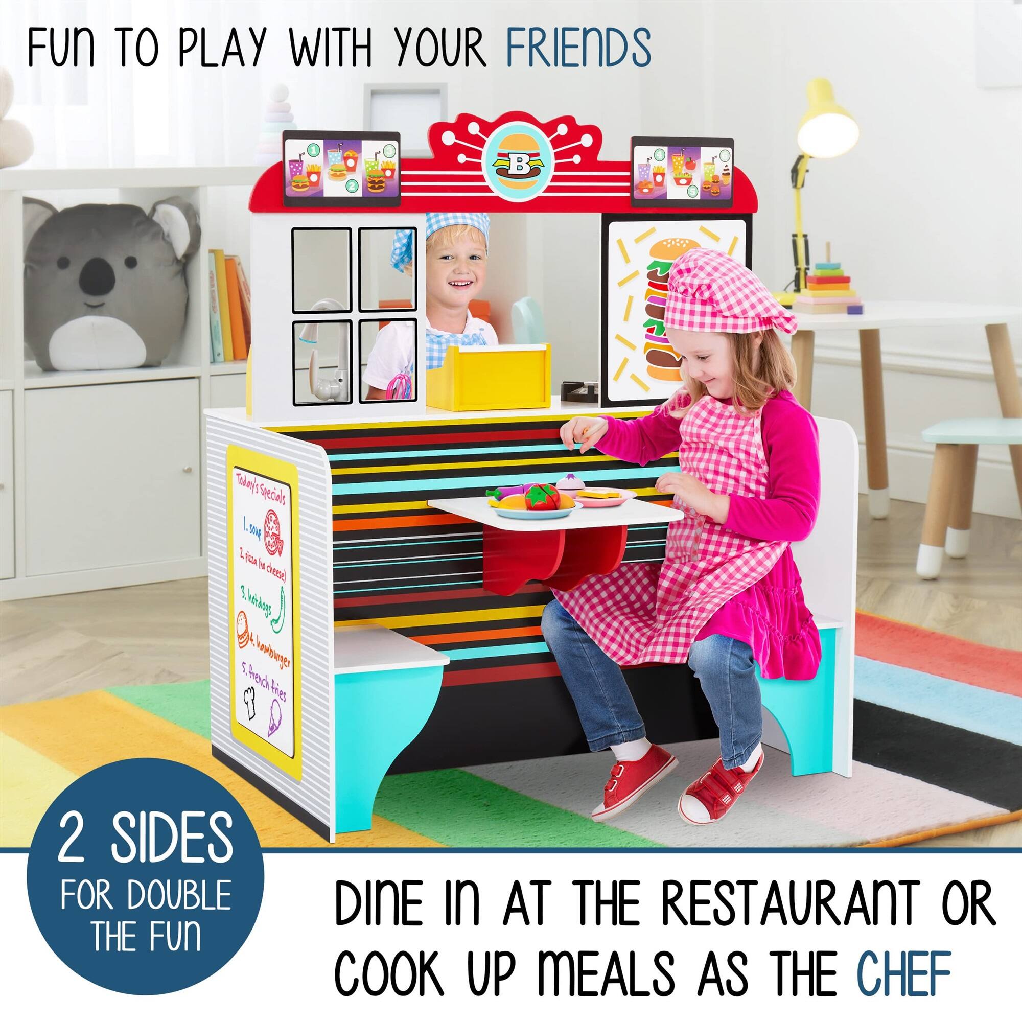 FUN TO PLAY WITH YOUR FRIENDS - 2 SIDES FOR DOUBLE THE FUN - DINE IN AT THE RESTAURANT OR COOK UP MEALS AS THE CHEF