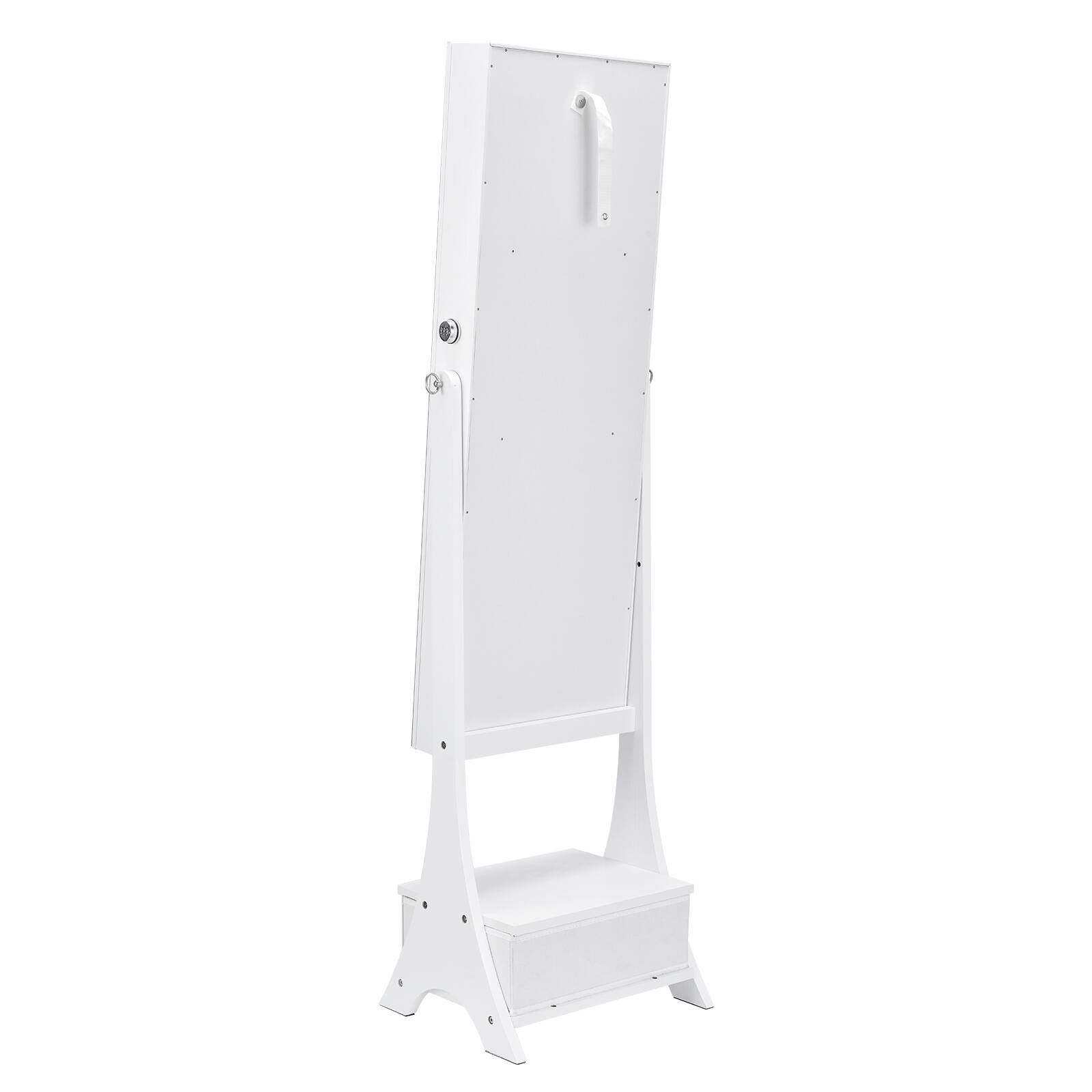 Alt View 5. VEVOR - Mirror Jewelry Cabinet, Standing Mirror with Storage, Lockable Jewelry Mirror Organizer with Full Length Mirror - White.