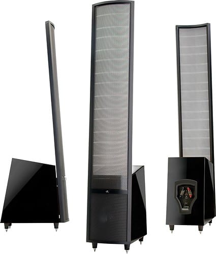 Front. MartinLogan - Theos 8" Floor Speaker (Each) - Gloss Black.