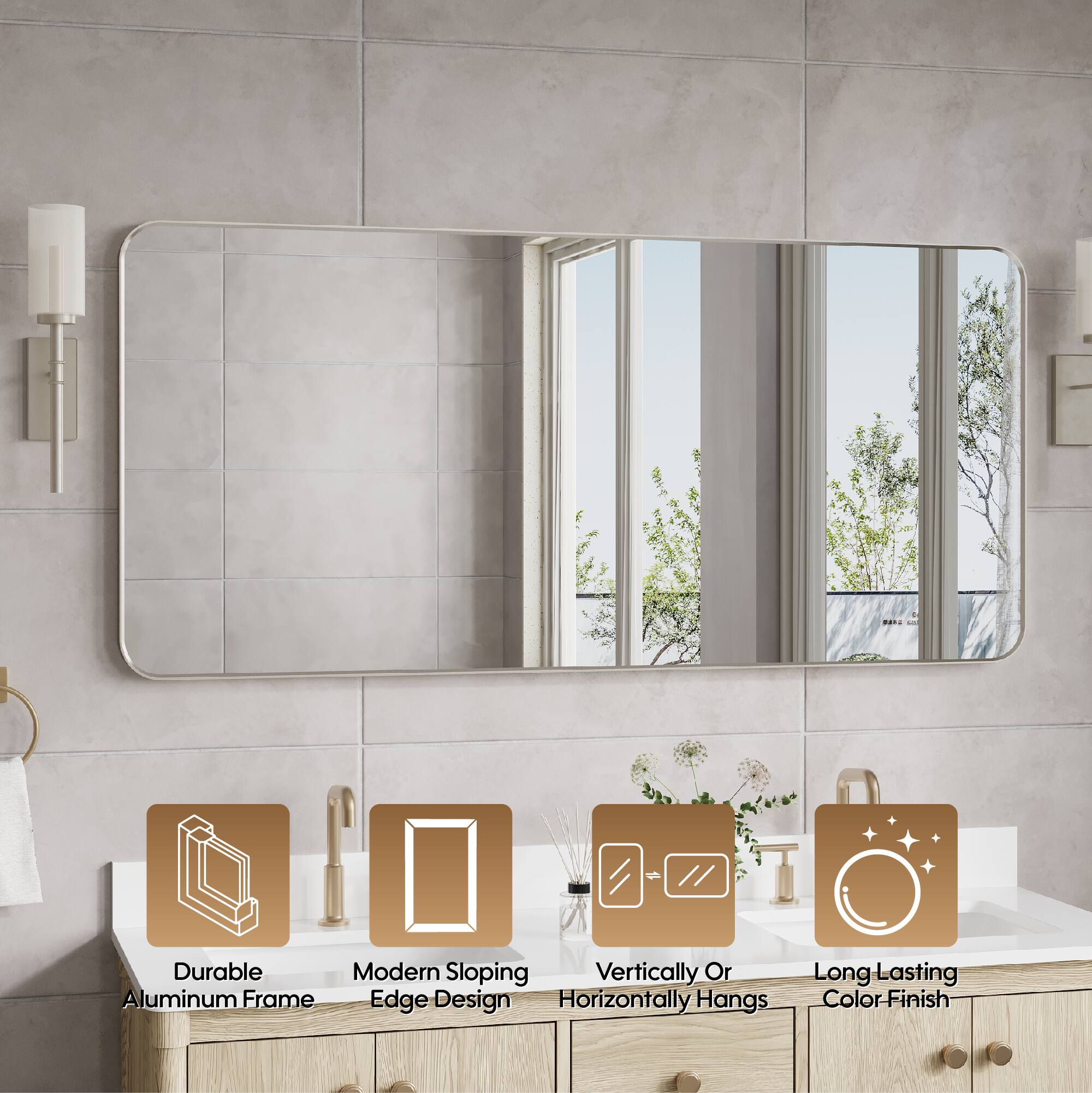 Durable Modern Sloping Vertically Or Aluminum Frame Edge Design Horizontally Hangs Long Lasting Color Finish