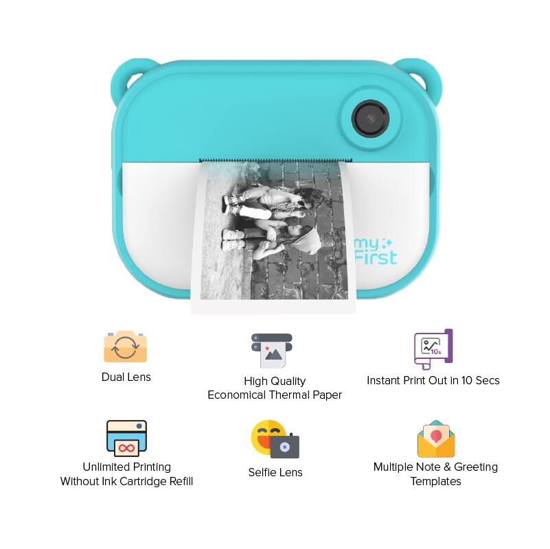 - Dual Lens
- High Quality Economical Thermal Paper
- Instant Print Out in 10 Secs
- Unlimited Printing Without Ink Cartridge Refill
- Selfie Lens
- Multiple Note & Greeting Templates