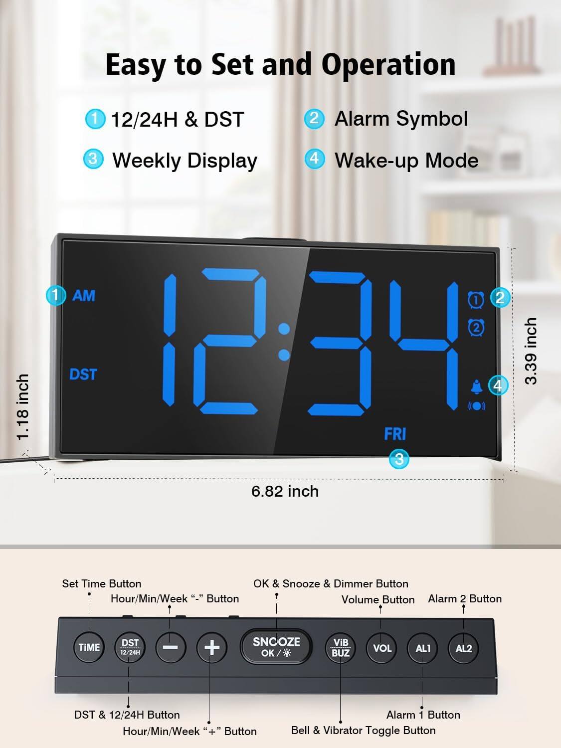 Back. Dazzed Corner - Alarm Clock,Vibrating Alarm Clock - Black.