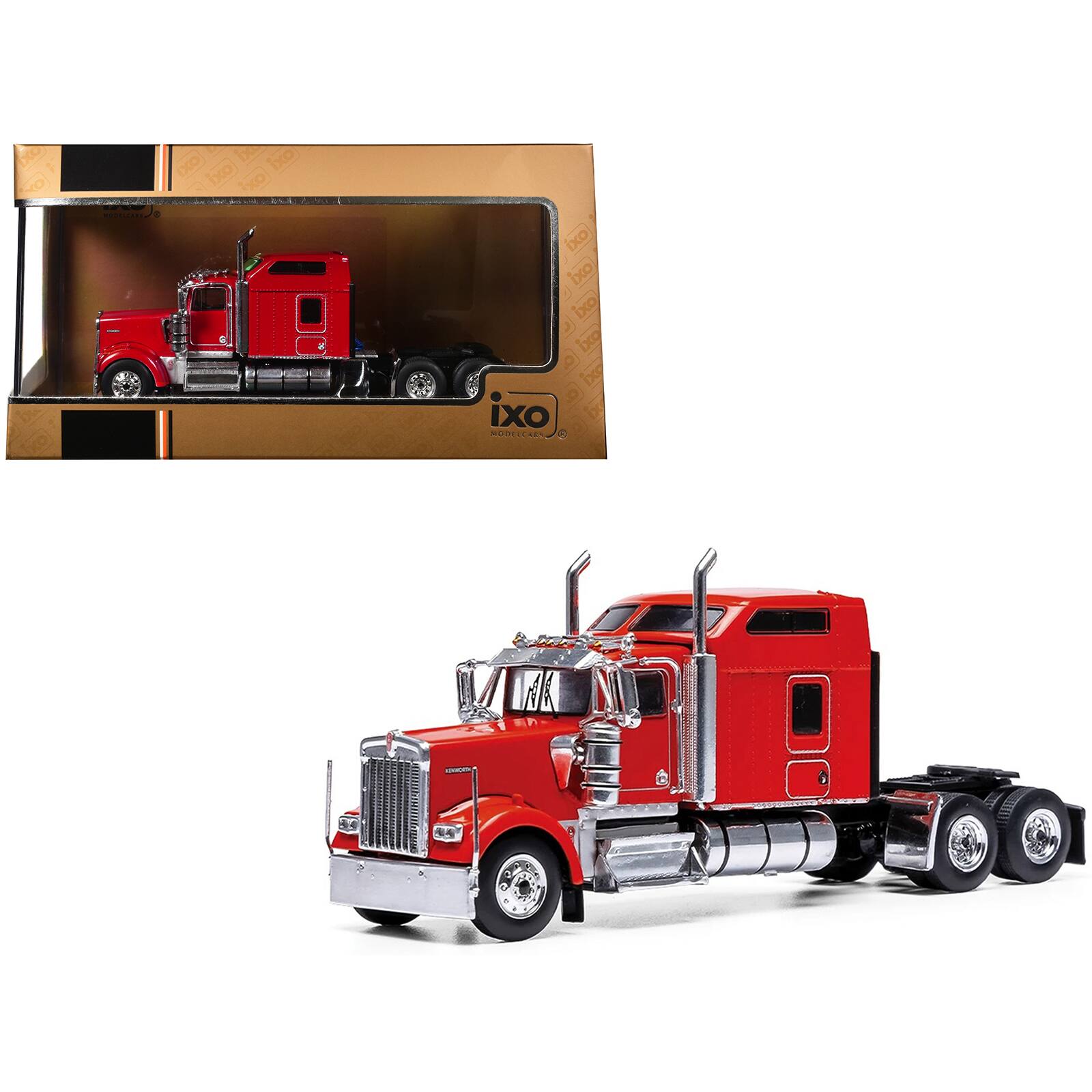 1990 Kenworth W900 Truck Tractor Red 1/64 Diecast Model by IXO Models