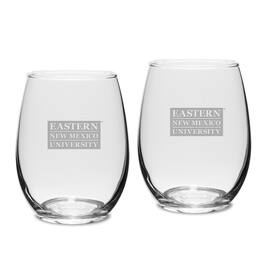 Jardine - Eastern New Mexico Greyhounds 15oz. 2-Piece Stemless Wine Glass Set - Multicolor