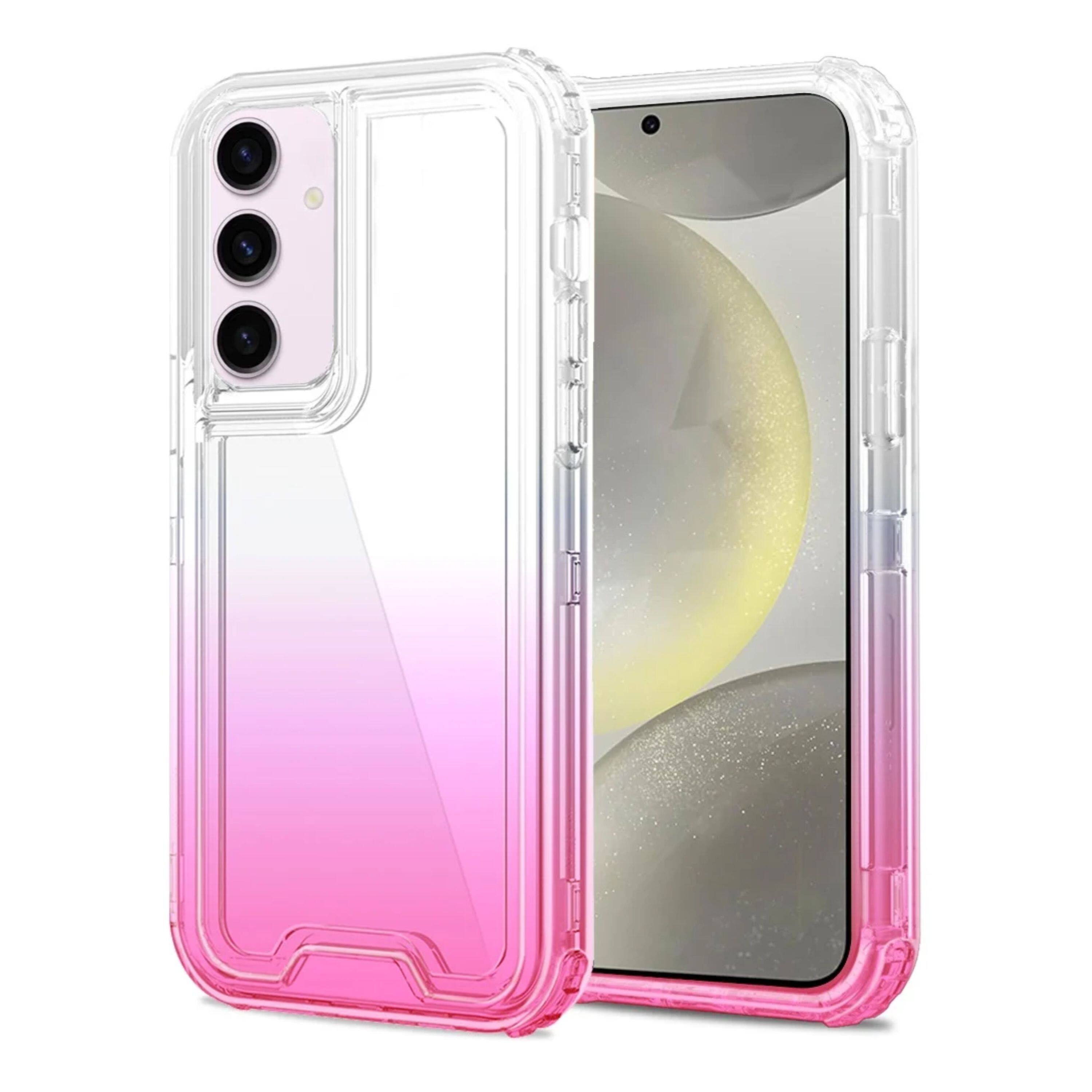 Kitcheniva - Thick Two Tone Shockproof Phone Case With Tempered Glass For Samsung Galaxy S25+/S24+ - Clear/Pink price history on PriceWatchPro