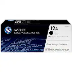 Front. HP - 12A 2-Pack Standard Capacity - Black Toner Cartridges - Black.