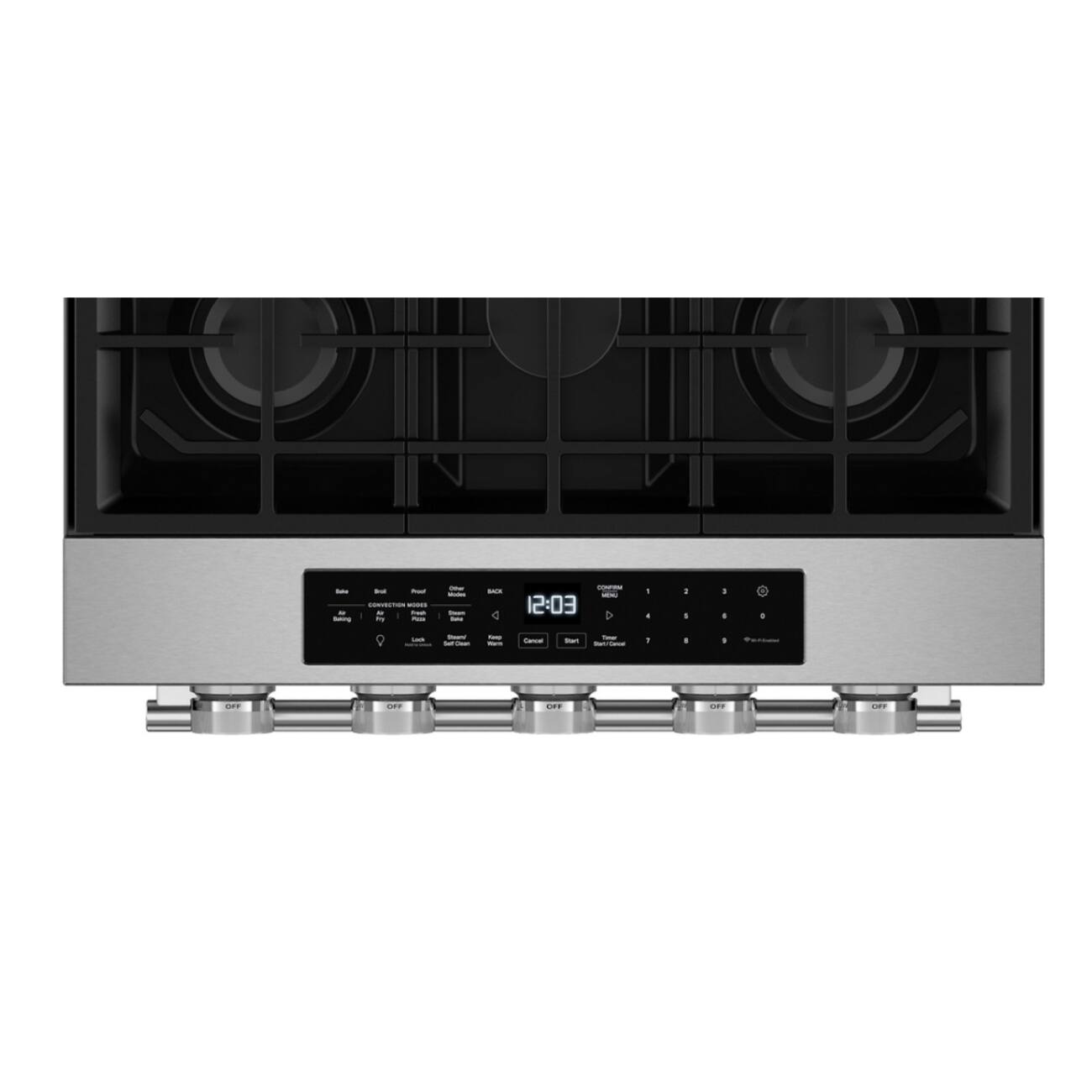 Alt View 11. KitchenAid - 30 in. Wide 5 burners 5.0 cu. ft. Smart Slide-in Gas Range with Convection Cooking Modes and 2-in-1 Burner - PrintShield Stainless Finish.