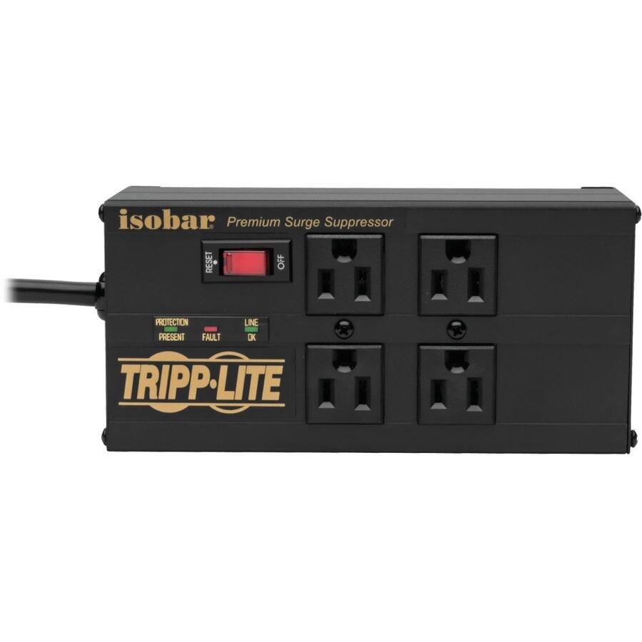 isobar Premium Surge Suppressor  
TRIPP-LITE  

RESET OFF  
PROTECTION LINE  
PROTECTION PRESENT FAULT  
LINE OK