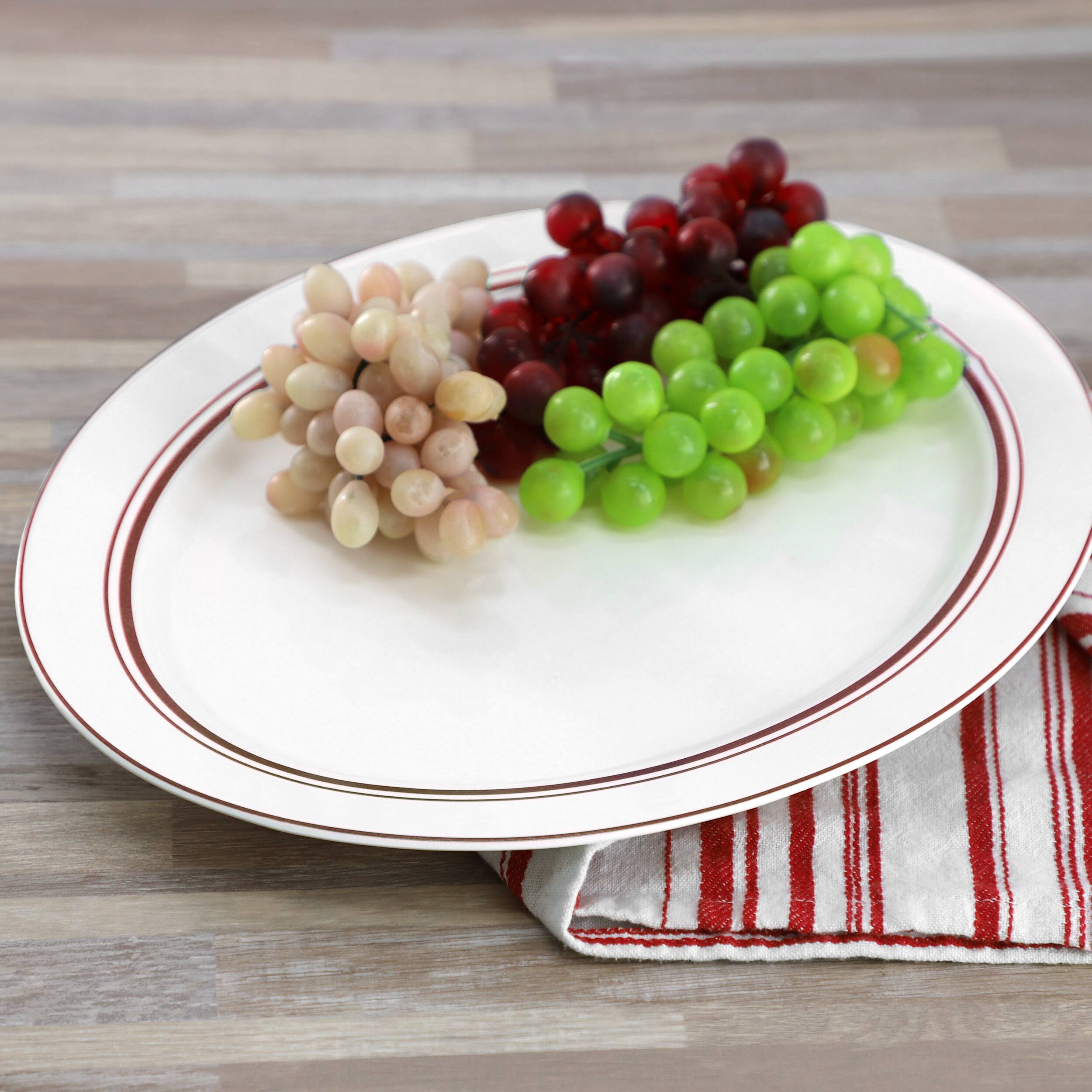 Alt View 5. Sur La Table - Sur La Table 2 Piece Le Marais New Bone 14 Inch Fine Ceramic Oval Platter Set in Brick - White.