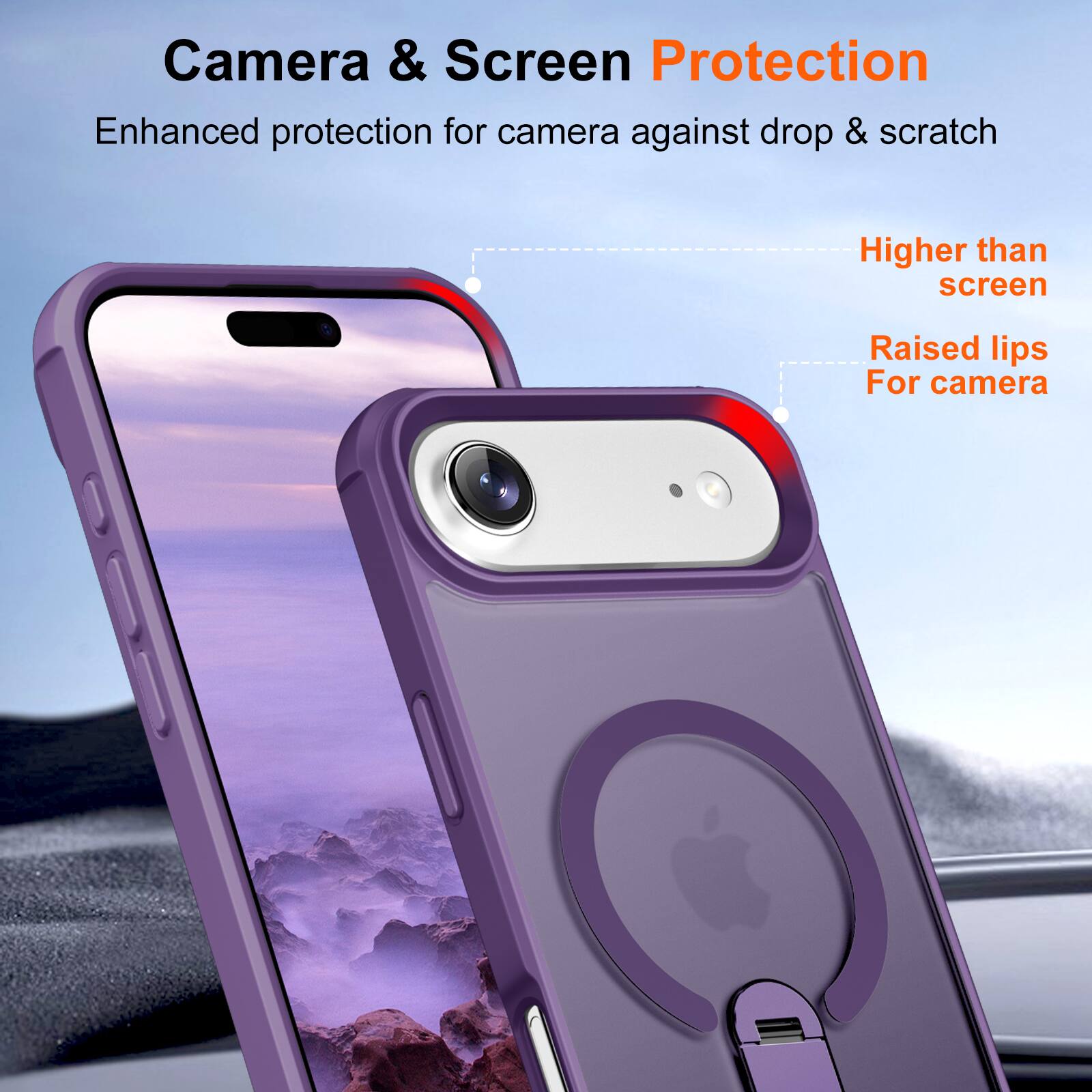 Camera & Screen Protection  
Enhanced protection for camera against drop & scratch  
Higher than screen  
Raised lips For camera