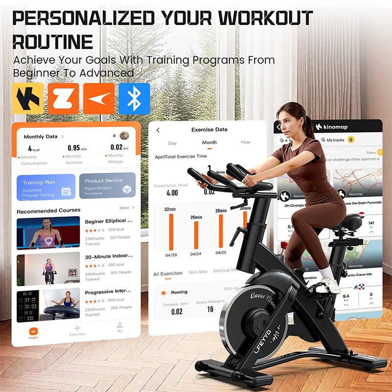 PERSONALIZED YOUR WORKOUT ROUTINE  
Achieve Your Goals With Training Programs From Beginner To Advanced  

Monthly Data  
4 kcal  
Monthly Consumption  
0.95 min  
Monthly Duration  
0.02 km  
Monthly Mileage  

Exercise Data  
Day Month Year  
April Total Exercise Time 1 date  
Year kinomap  

My tracks 0  
Filters or challenge other users on a Training Plan  

Customize Personal Training  
Product Service  
Repair/Product Complaint  

Consumption (cal) 4.00 0.0z  

Recommended Courses  
Beginner Elliptical ...  
300 kcal  
21Minutes 351 People Trained  

30-Minute Indoor...  
300 kcal  
20Minutes 931 People Trained  

Progressive Inter...  
300 kcal  
22Minutes 206 People Trained  

All Exercises  
Spin  
Bike Elliptical  

Rowing  
Distance (km) 0.02  
Stroke Rate (spm) 16  

Index  
Exercises  
My