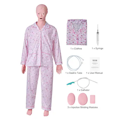 1 x Clothes
1 x Syringe
1 x Gastric Tube
1 x User Manual
1 x Catheter
3 x Injection Molding Modules