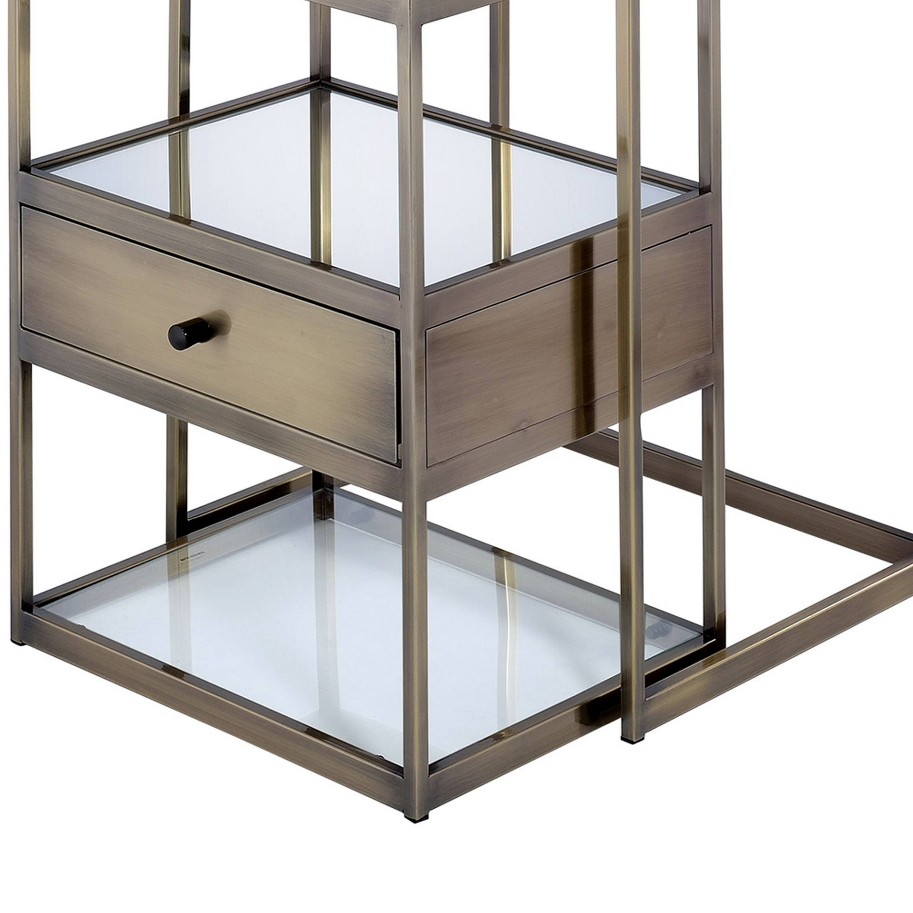 Alt View 2. Manhattan Lane - Stylish Nesting Tables Set, Clear Glass &  Brass, 2 Piece Pack - Clear Glass & Brass.
