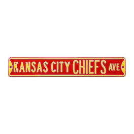 Authentic Street Signs - Kansas City Chiefs 6" x 36" Steel Street Sign - Red