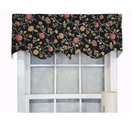 Front. RLF Home - RLF Home Modern Design Classic Nightfall Regal Style Window Valance 50" x 17" Black - Black.