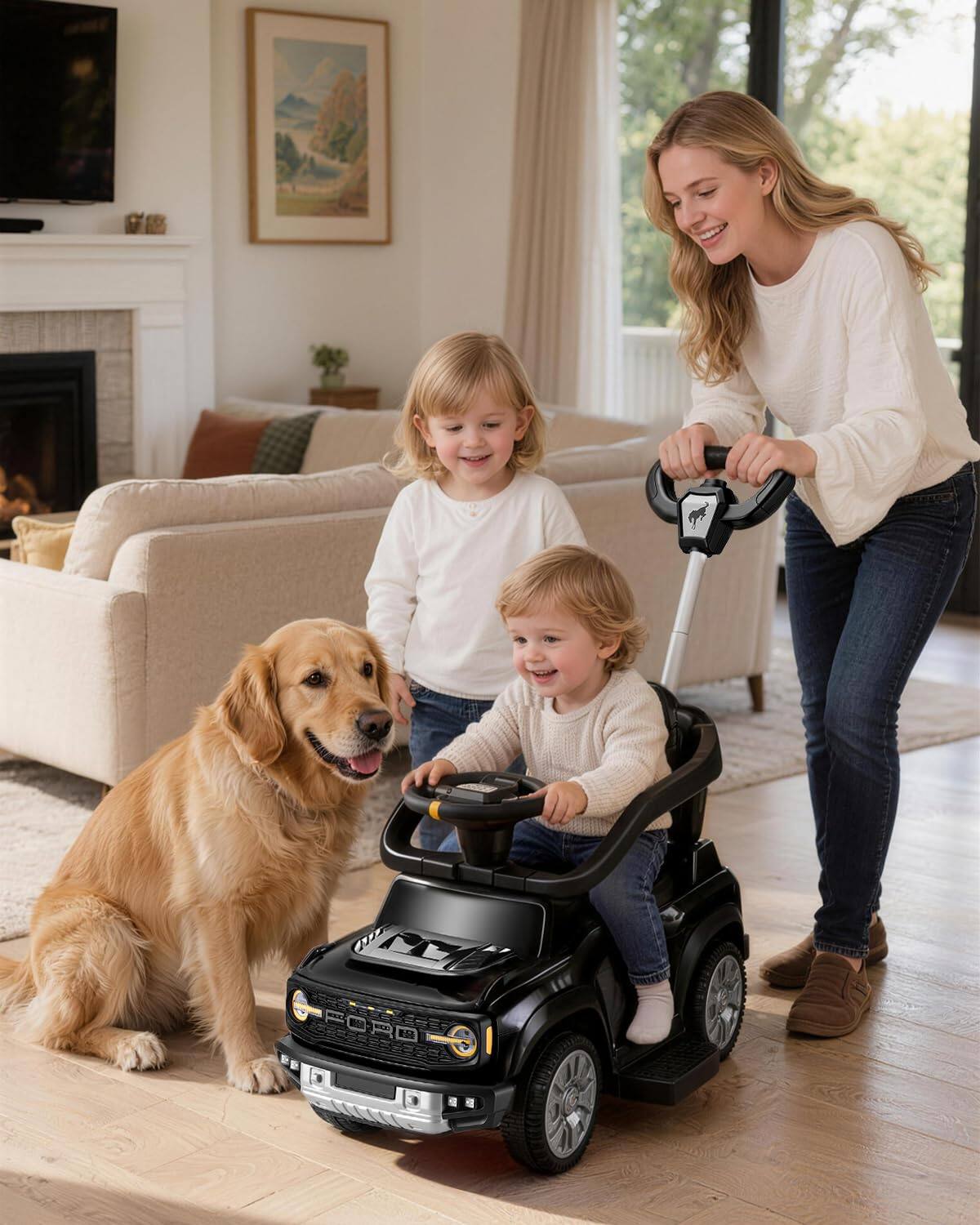 Alt View 8. FIRST RIDE ON - 3-in-1 Toddler Push Car, Licensed Ford Bronco Raptor Kids Push Car for Toddlers 1-3 w/Handle, Ride on Toy for Boys - Black.