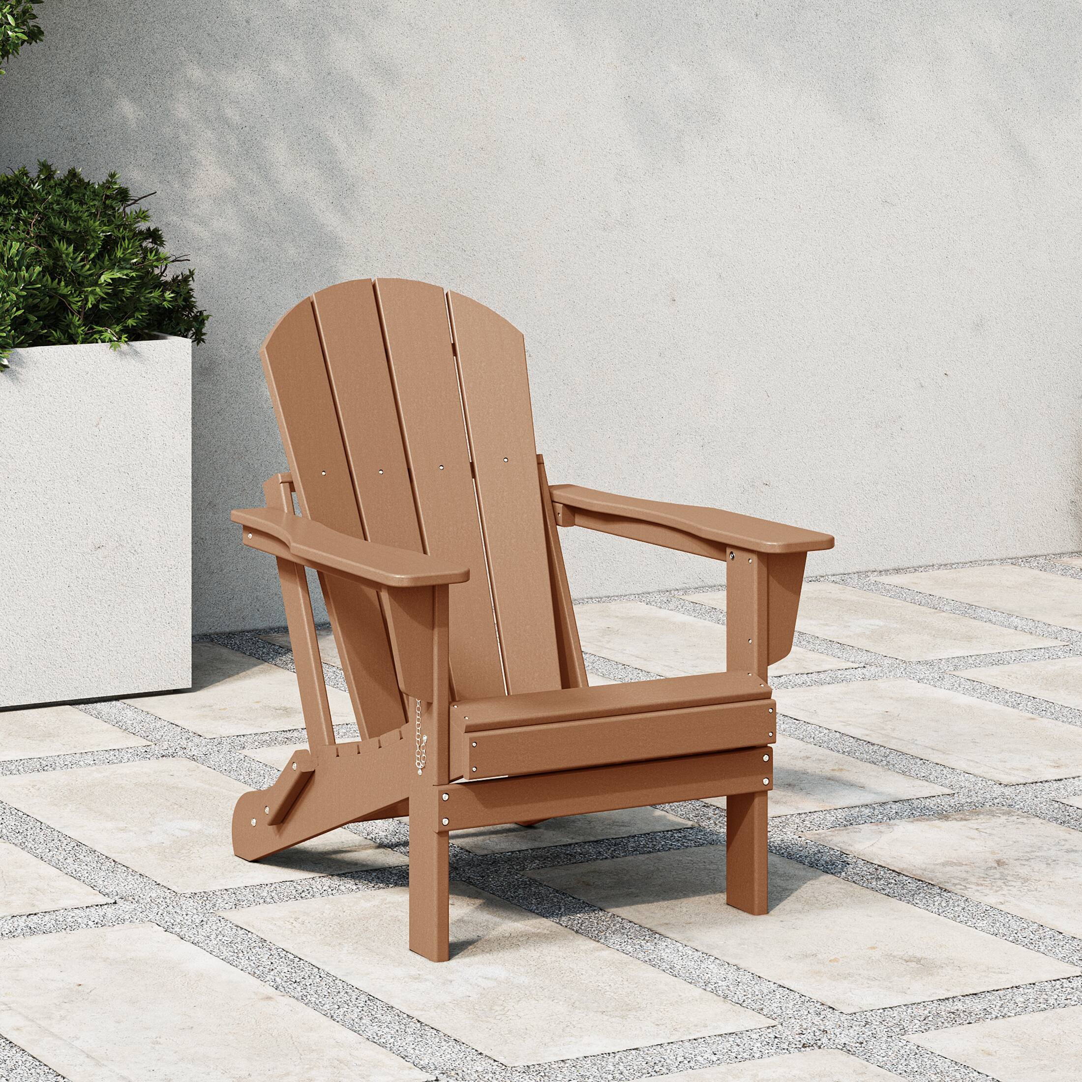 Angle. WestinTrends - WestinTrends Malibu HDPE Outdoor Patio Folding Poly Adirondack Chair - Teak.